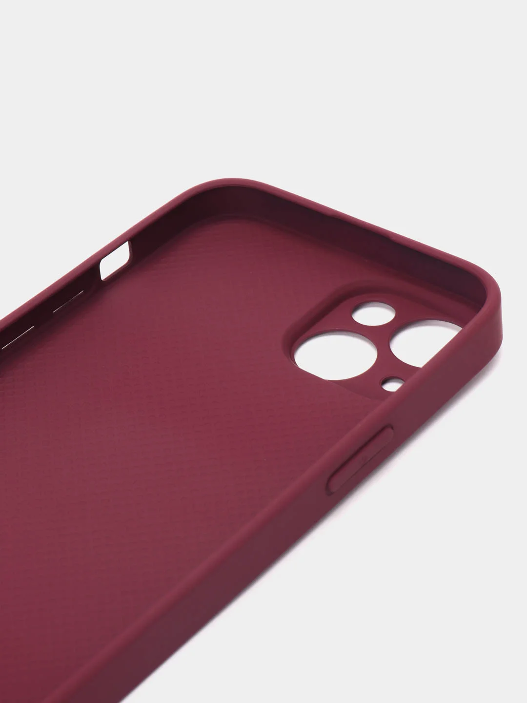 Бордовый чехол для iPhone (Айфон) 13, 14, Pro, силиконовый, матовой, стеклянная панель