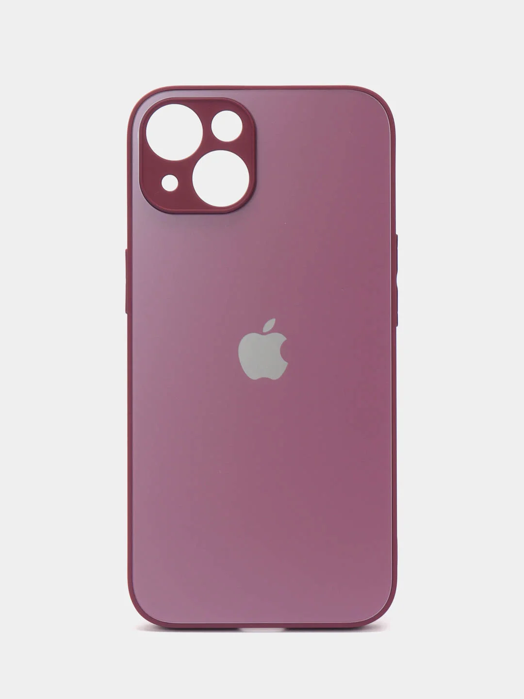 Бордовый чехол для iPhone (Айфон) 13, 14, Pro, силиконовый, матовой, стеклянная панель