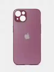 Бордовый чехол для iPhone (Айфон) 13, 14, Pro, силиконовый, матовой, стеклянная панель
