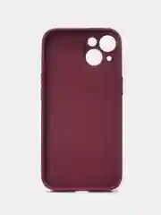 Бордовый чехол для iPhone (Айфон) 13, 14, Pro, силиконовый, матовой, стеклянная панель