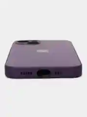 Фиолетовый чехол для iPhone (Айфон) 13, 14, Pro, силиконовый, матовой, стеклянная панель