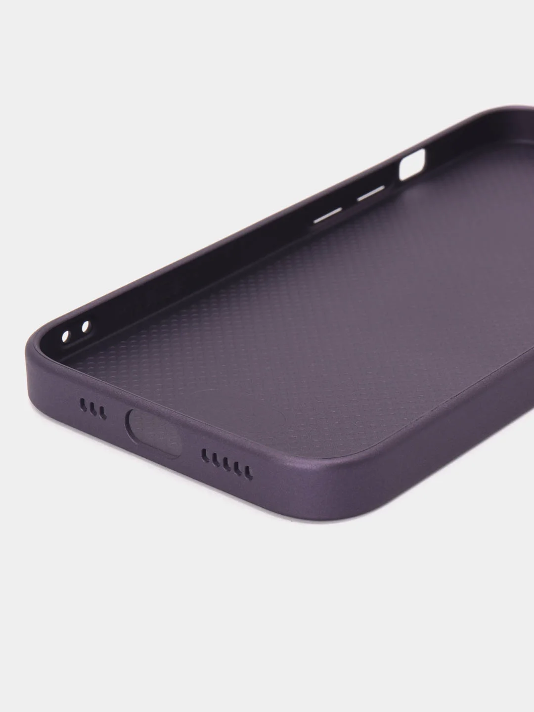 Фиолетовый чехол для iPhone (Айфон) 13, 14, Pro, силиконовый, матовой, стеклянная панель