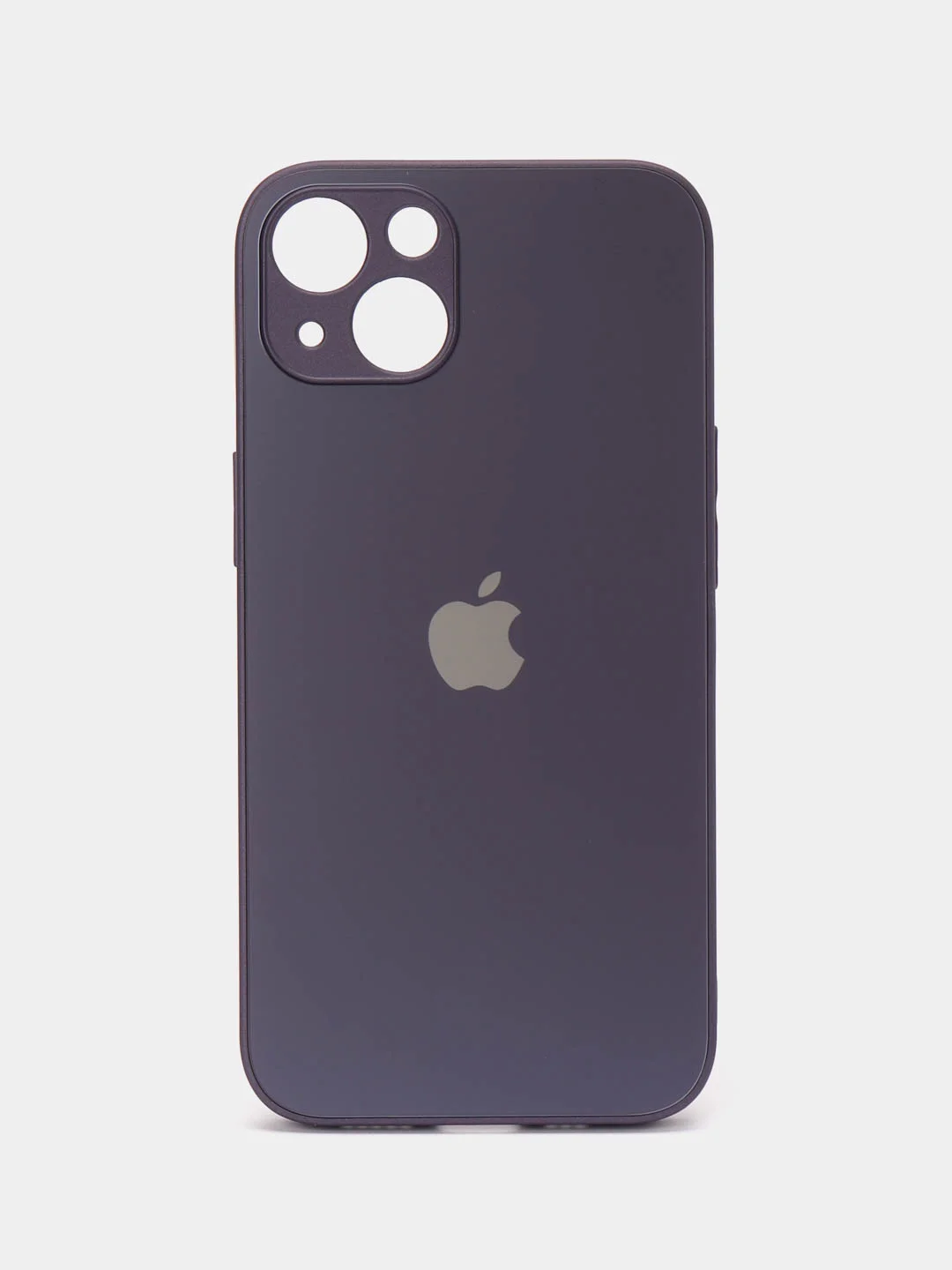 Фиолетовый чехол для iPhone (Айфон) 13, 14, Pro, силиконовый, матовой, стеклянная панель