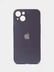 Фиолетовый чехол для iPhone (Айфон) 13, 14, Pro, силиконовый, матовой, стеклянная панель