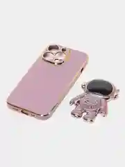 Белый чехол на Айфон с космонавтом, держателем-подставкой, IPhone XR, 11, 12, 13, 14 Pro Max
