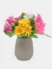 Зелёный хаки искусственные цветы. Герберы (пластиковый букет). Композиция. 18 см