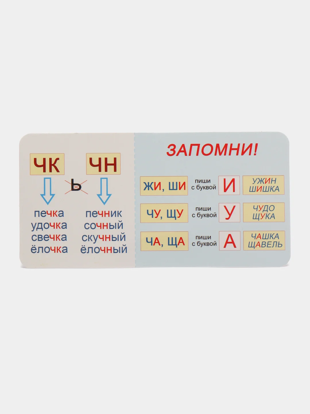 Вишнёвый обучающая карточка-шпаргалка односторонняя "По русскому языку", 90*180 мм