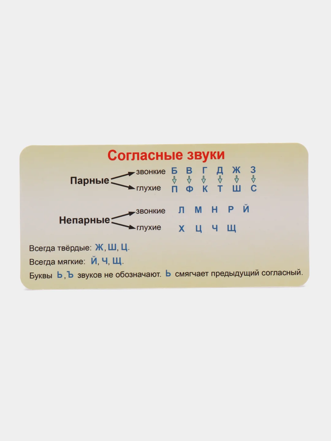 Бронзовый обучающая карточка-шпаргалка односторонняя "По русскому языку", 90*180 мм