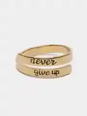 Золотой регулируемое кольцо из нержавеющей стали мужское/ женское "Never give up"