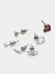 Серебряный набор женских сережек-гвоздиков, 6 пар, женское украшение