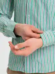 Бирюзовый рубашка мужская,с длинным рукавом в полоску