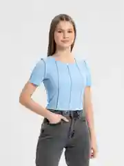Голубой короткая футболка, топ женский