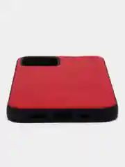Красный чехол для iPhone 12/12 Pro с кожаной вставкой