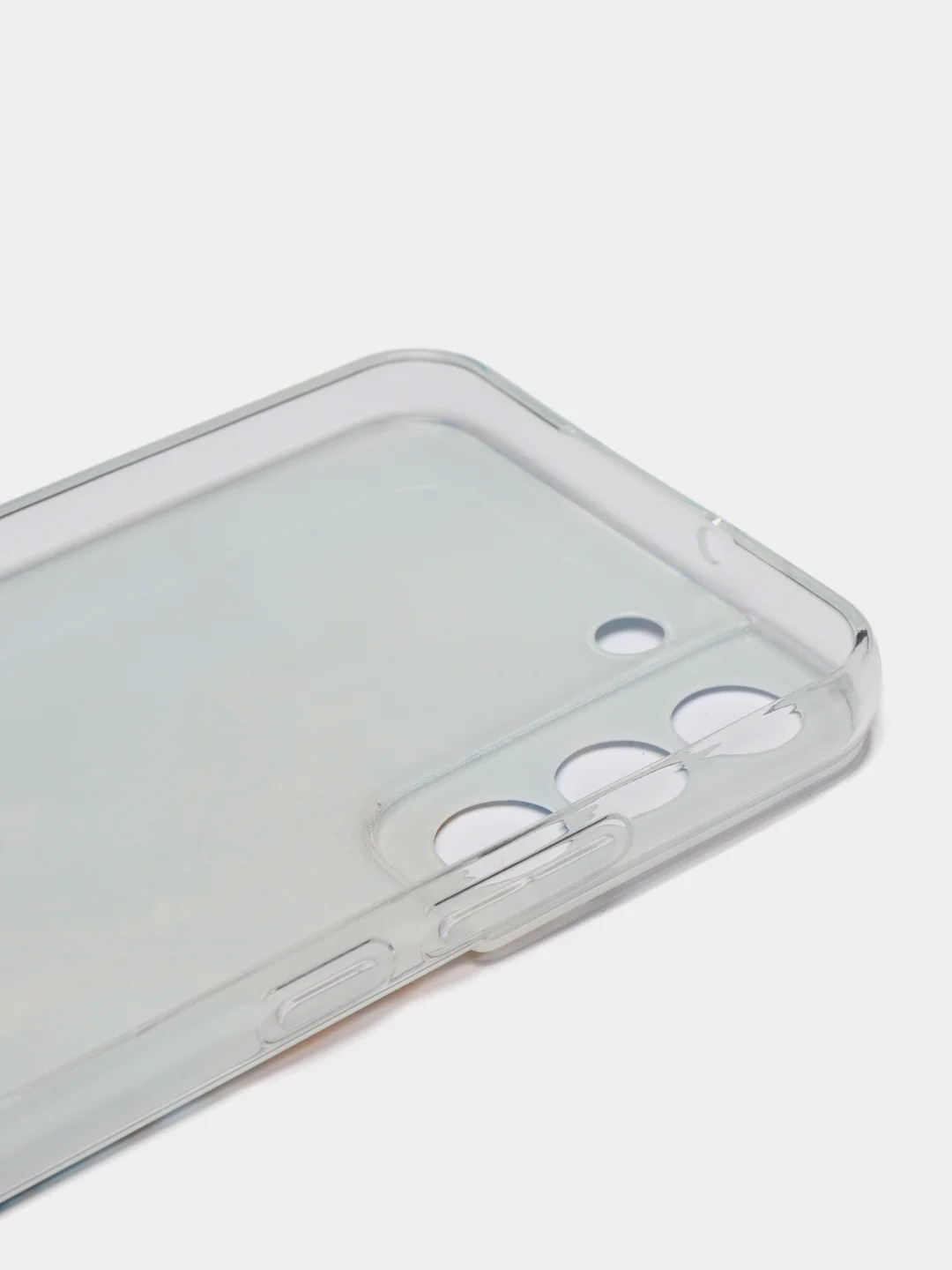 Голубой чехол на Samsung Galaxy S22 Plus / Самсунг S22 Plus прозрачный, с рисунком, защита камеры