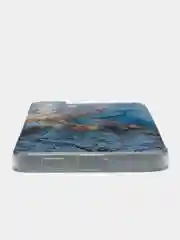 Голубой чехол на Samsung Galaxy S22 Plus / Самсунг S22 Plus прозрачный, с рисунком, защита камеры