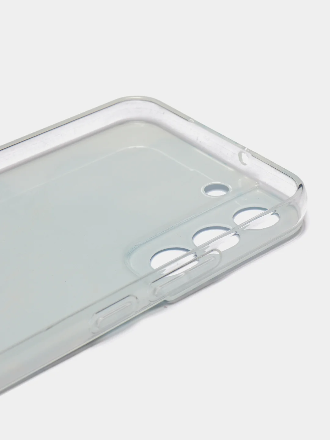 Светло-синий чехол на Samsung Galaxy S22 Plus / Самсунг S22 Plus прозрачный, с рисунком, защита камеры