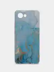 Светло-синий силиконовый чехол на Realme C30 / Реалми С30 прозрачный, с рисунком, защита камеры