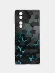 Бирюзовый силиконовый чехол на Honor 70 / Хонор 70 прозрачный, с рисунком, защита камеры