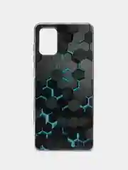 Бирюзовый чехол на Samsung Galaxy A71 4G / Самсунг А71 4G прозрачный, с рисунком, защита камеры
