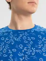 Голубой футболка мужская, с принтом, хлопок