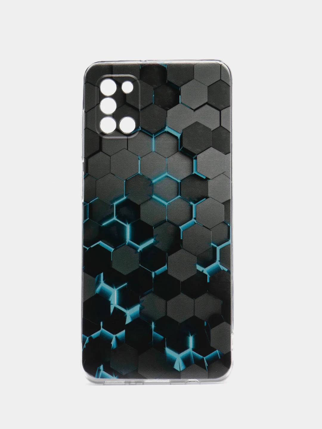 Бирюзовый силиконовый чехол на Samsung Galaxy A31 / Самсунг А31 прозрачный с рисунком, защита камеры