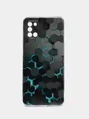 Бирюзовый силиконовый чехол на Samsung Galaxy A31 / Самсунг А31 прозрачный с рисунком, защита камеры