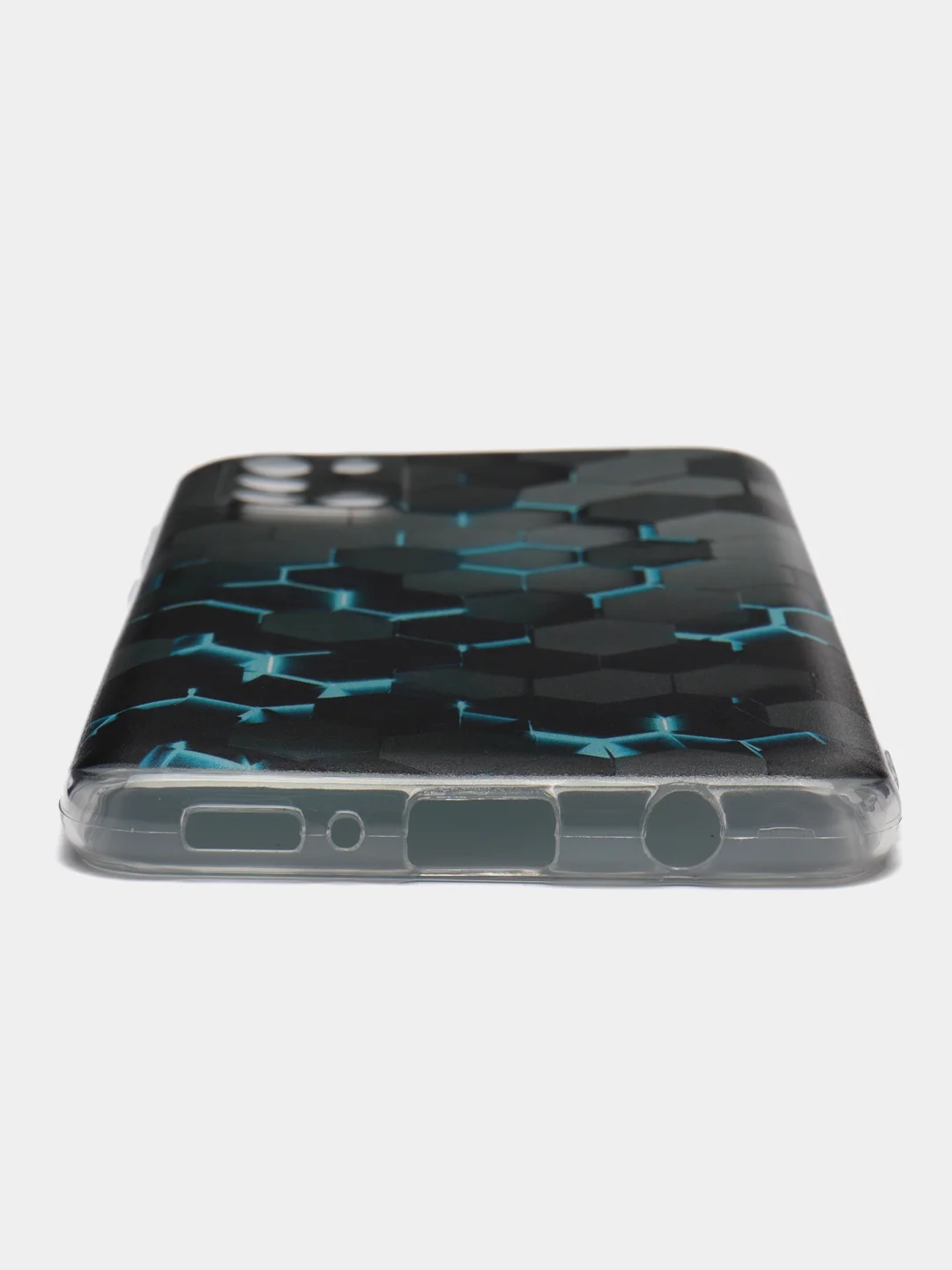 Бирюзовый силиконовый чехол на Samsung Galaxy A31 / Самсунг А31 прозрачный с рисунком, защита камеры
