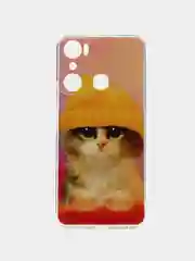 Желтый силиконовый чехол на Infinix HOT 20i / Инфиникс Хот 20i с рисунком, защита камеры