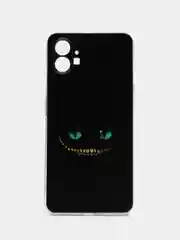 Черный силиконовый чехол на Nothing Phone 1 / Нотинг Фон 1 прозрачный, с рисунком, защита камеры