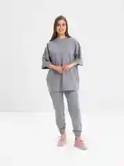 Серый костюм женский летний, футболка оверсайз