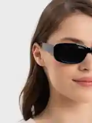 Черный женские солнцезащитные очки, прямоугольные