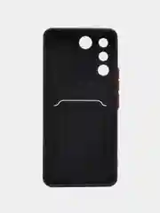 Черный силиконовый чехол для Vivo V27E (Виво В27Е), с карманом для карт