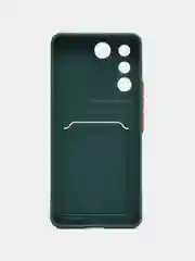 Зеленый силиконовый чехол для Vivo V27E (Виво В27Е), с карманом для карт
