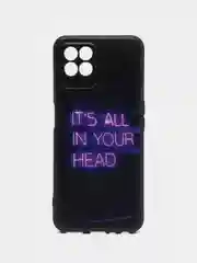 Серый силиконовый чехол для Realme 8i / Narzo 50, с принтом, Реалми 8 ай / Нарзо 50)
