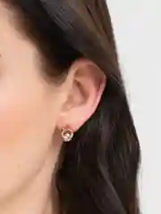Бронзовый серьги-гвоздики, с фианитами, 18К