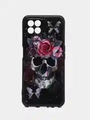 Тёмно-бордовый силиконовый чехол для Realme 8i / Narzo 50, с принтом, Реалми 8 ай / Нарзо 50)