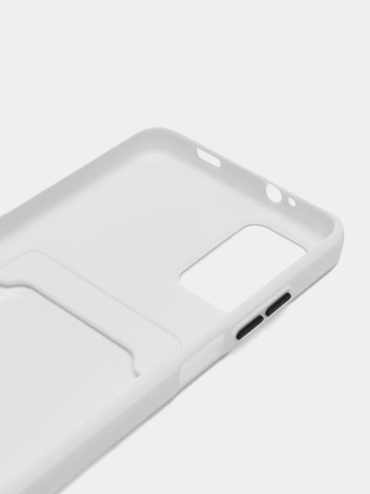 Белый силиконовый чехол для Xiaomi Poco M3 Redmi 9T (Сяоми Поко М3 Редми 9Т), с карманом для карт
