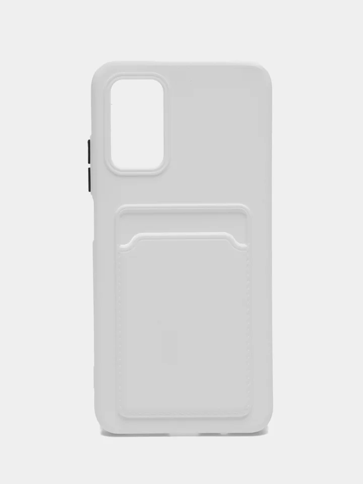 Белый силиконовый чехол для Xiaomi Poco M3 Redmi 9T (Сяоми Поко М3 Редми 9Т), с карманом для карт