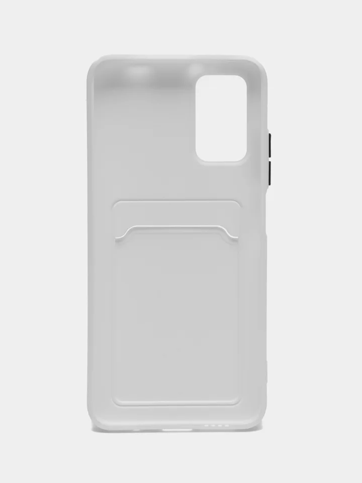 Белый силиконовый чехол для Xiaomi Poco M3 Redmi 9T (Сяоми Поко М3 Редми 9Т), с карманом для карт