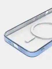 Голубой чехол MagSafe для iPhone Айфон 13, 14, Pro магсейф, силикон