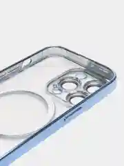 Голубой чехол MagSafe для iPhone Айфон 13, 14, Pro магсейф, силикон