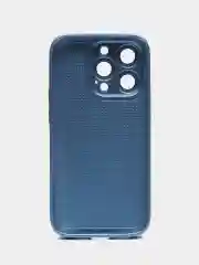 Синий чехол для iPhone (Айфон) 13, 14, 15, Pro, с защитой камеры