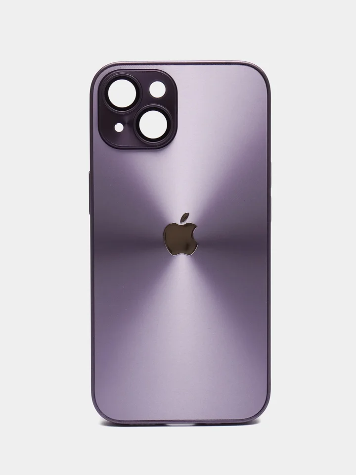 Фиолетовый чехол для iPhone (Айфон) 13, 14, 15, Pro, с защитой камеры