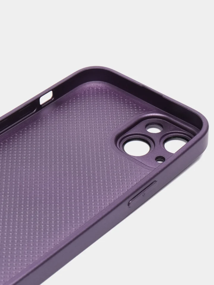 Фиолетовый чехол для iPhone (Айфон) 13, 14, 15, Pro, с защитой камеры
