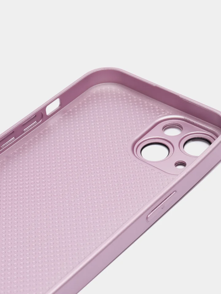 Розовый чехол для iPhone (Айфон) 13, 14, 15, Pro, с защитой камеры