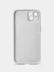 Серебряный чехол для iPhone (Айфон) 13, 14, 15, Pro, с защитой камеры