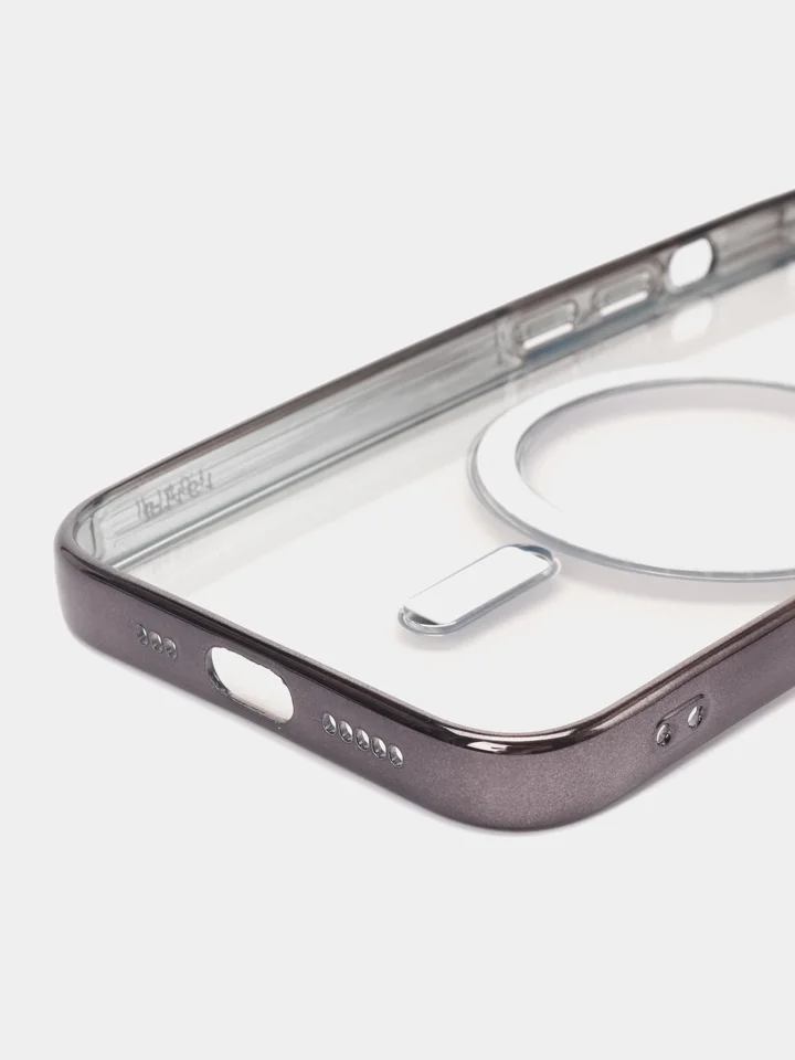 Черный чехол MagSafe для iPhone Айфон 13, 14, Pro магсейф, силикон