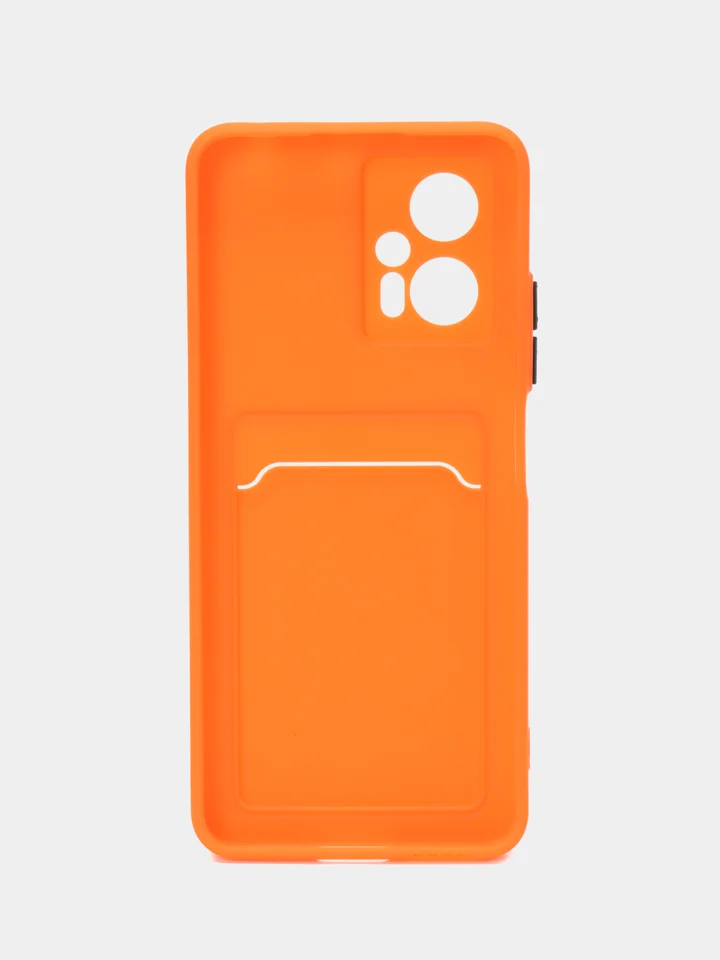 Оранжевый силиконовый чехол Xiaomi POCO X4 GT (Сяоми Поко Х4 ГТ), с карманом для карт, прозрачный