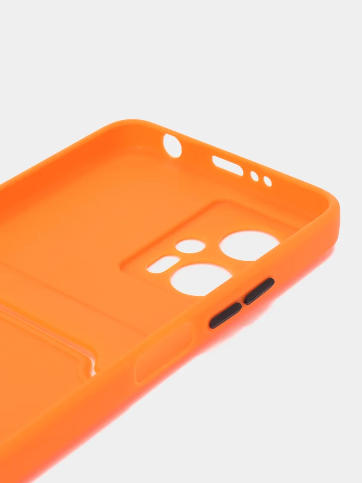 Оранжевый силиконовый чехол Xiaomi POCO X4 GT (Сяоми Поко Х4 ГТ), с карманом для карт, прозрачный