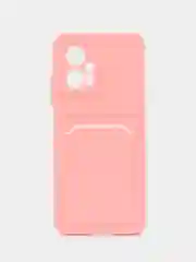 Розовый силиконовый чехол Xiaomi POCO X4 GT (Сяоми Поко Х4 ГТ), с карманом для карт, прозрачный
